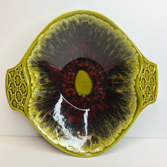 California Pottery 560 MCM Bowl Green/Deep Blue/Red Absolutely Gorgeous! Superb! - Picture 5 of 12